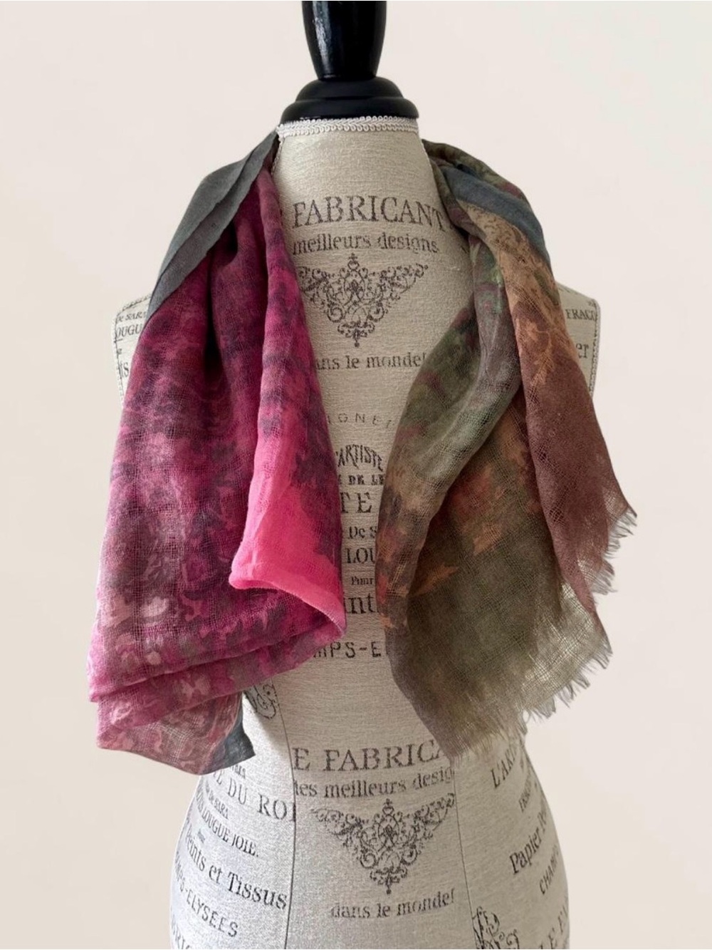 Anthropologie Multitone Floral-Textured Scarf in Pink, Green, Brown, Grey, etc.